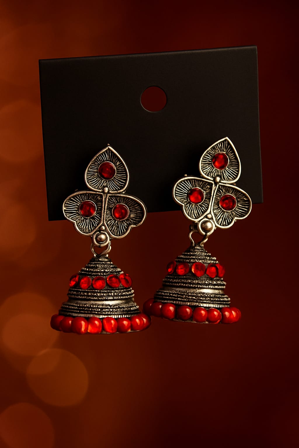 Crimson Echo Jhumka